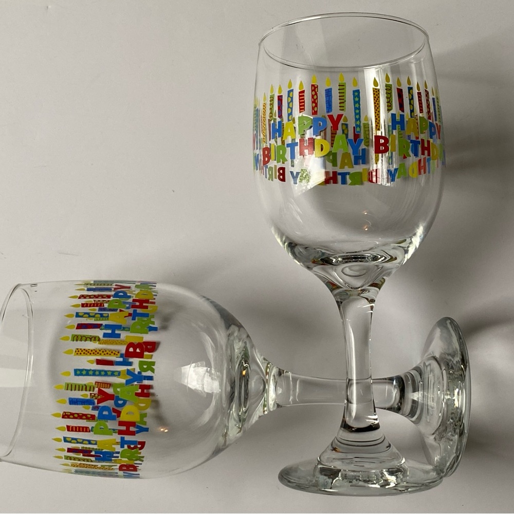 Happy Birthday Wine glasses set of two.